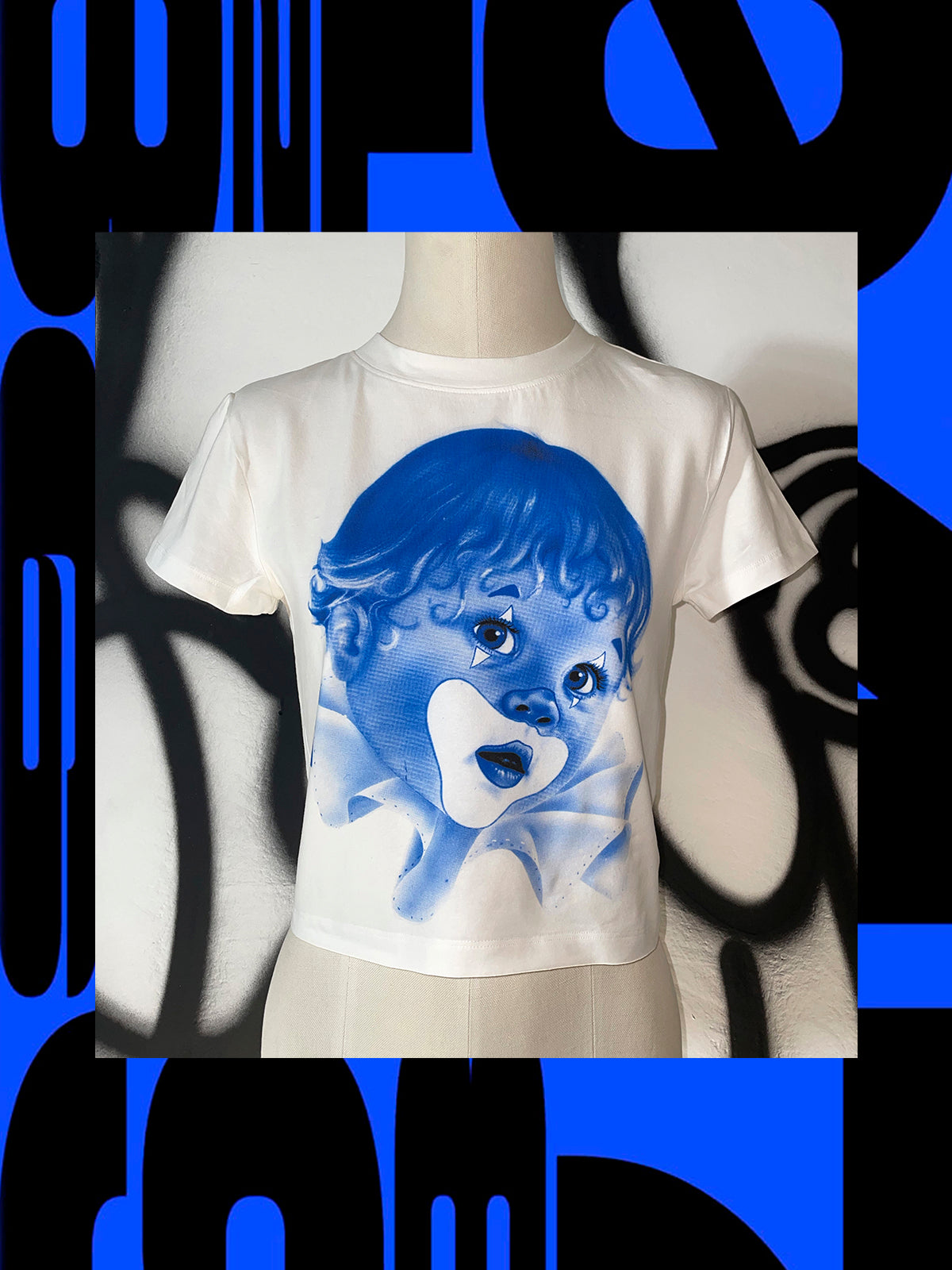 short sleeve baby clown tee but SLIM in blue