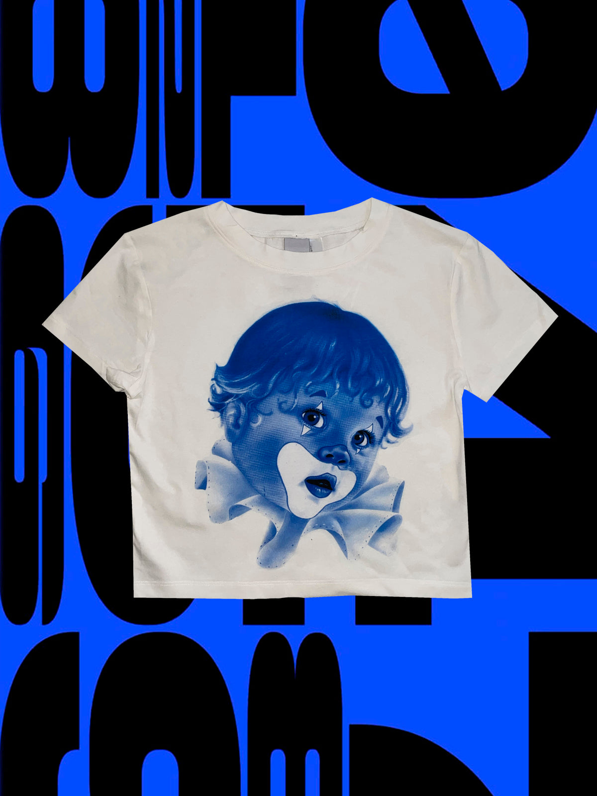 short sleeve baby clown tee but SLIM in blue
