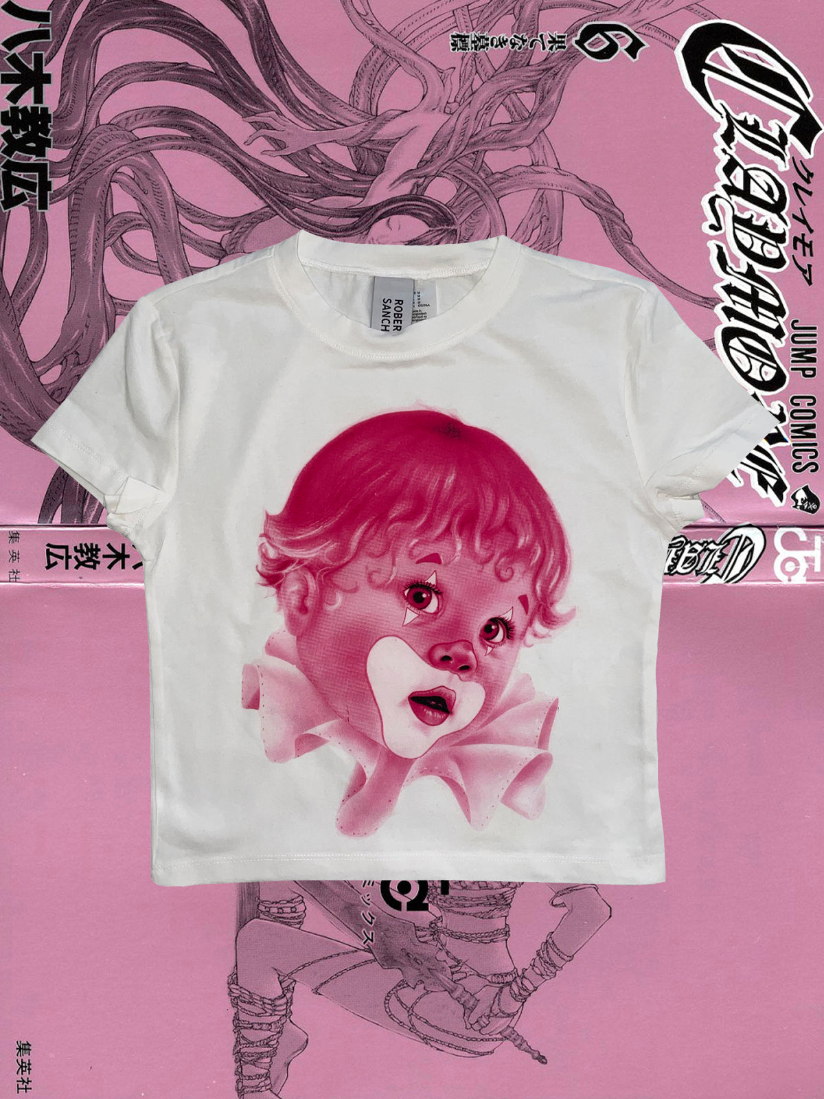 short sleeve baby clown tee but SLIM in pink