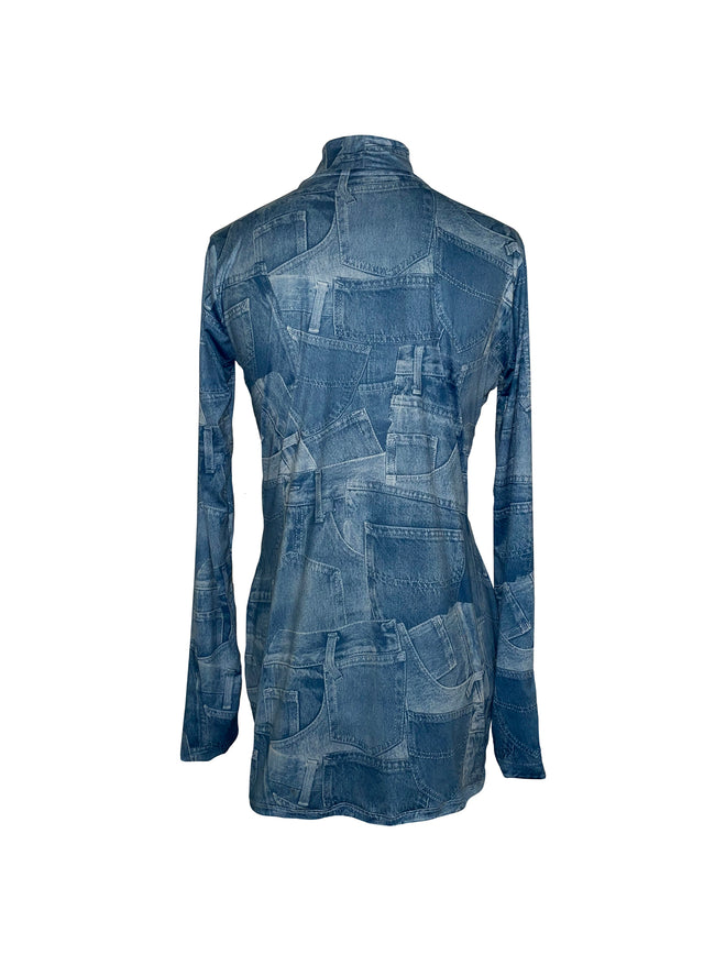 fake denim dress NSLGXD Faux Denim Dress for Women Button Down Collar V Neck Short Sleeve A-Line Fake Jean Dresses Summer Work Business Casual Dress Blue Dress,Size S-