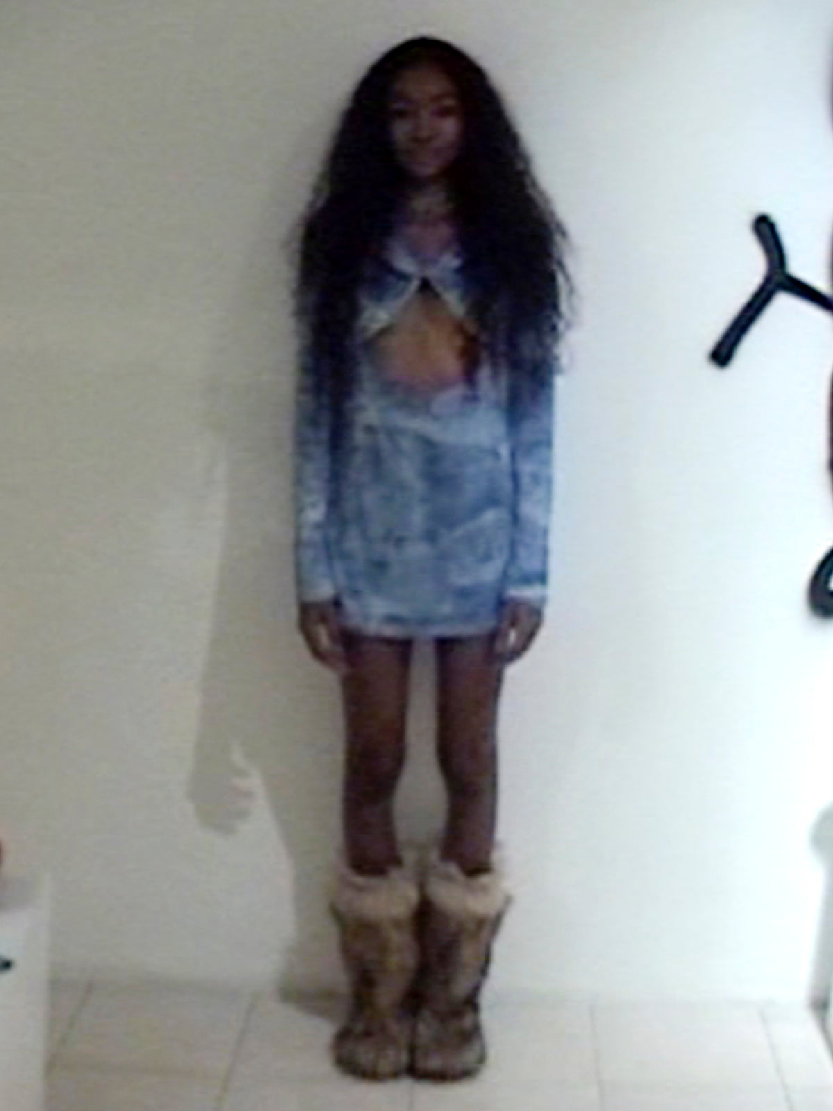 fake denim dress Blue Fake Two-Piece Denim Dress | J -STAYC
